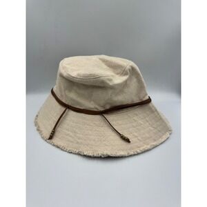 Hat Attack Fringe Bucket Hat One Size Contrast Ribbon with Beaded Detail